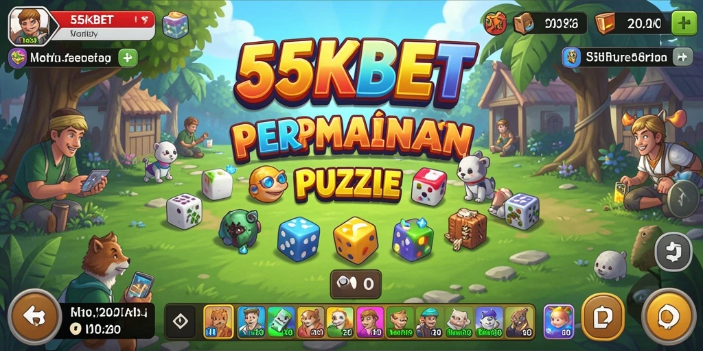 Screenshot gameplay 55KBET menampilkan teka-teki yang menarik dan penuh warna.