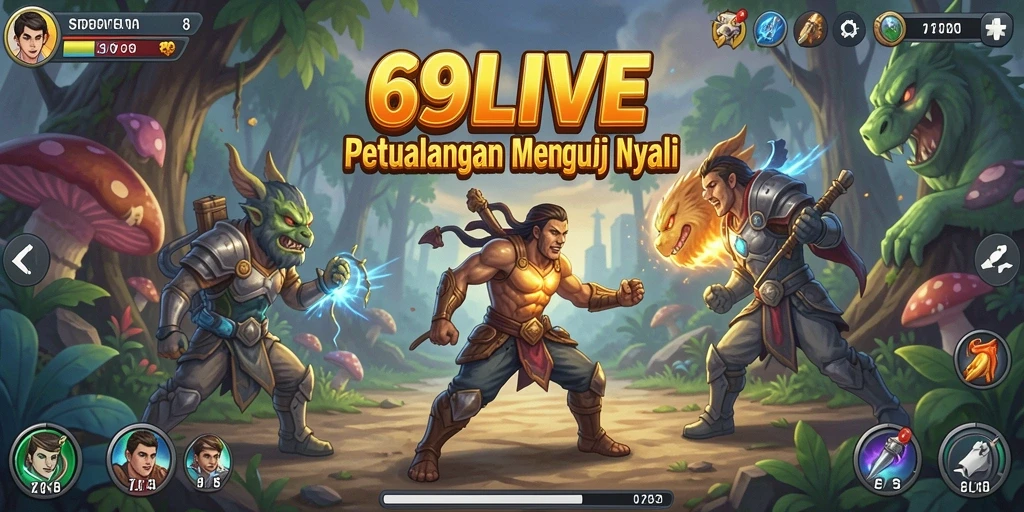 Gameplay 69LIVE menunjukkan karakter dalam petualangan yang menegangkan.