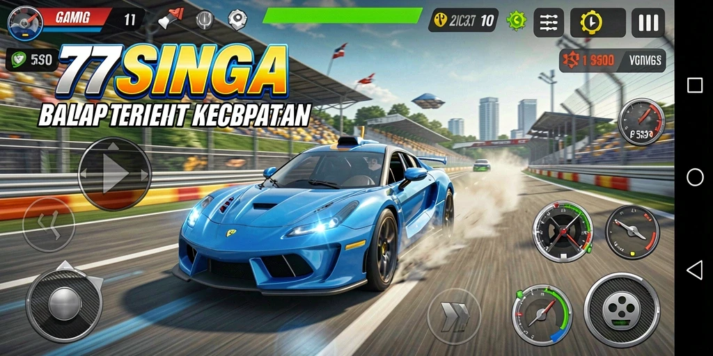 Tampilan seru gameplay Racing di 77SINGA dengan balapan yang mendebarkan.