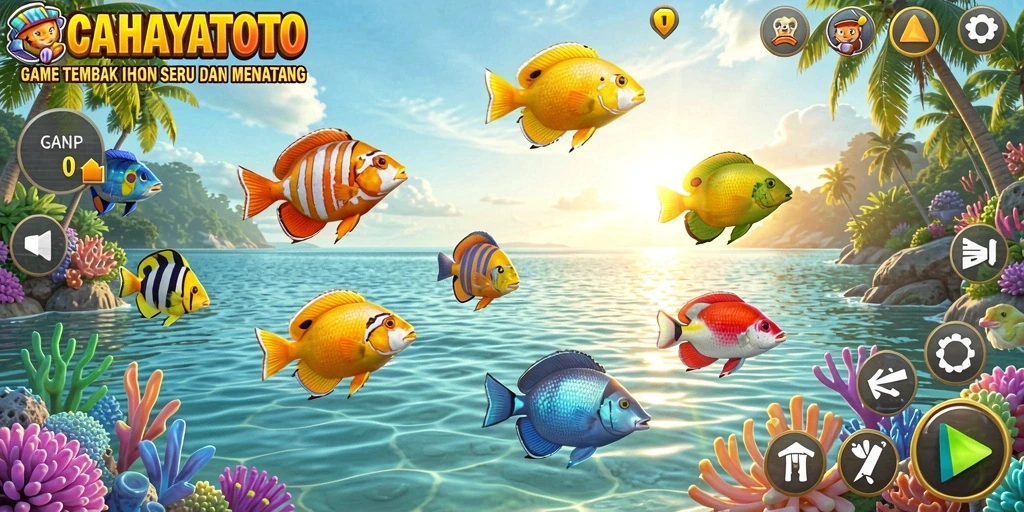 Tampilan gameplay CAHAYATOTO menampilkan aksi menembak ikan yang seru.
