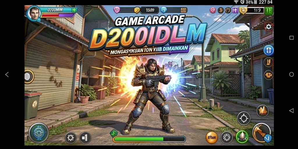 Gameplay D200M yang seru dengan tantangan arcade menarik.