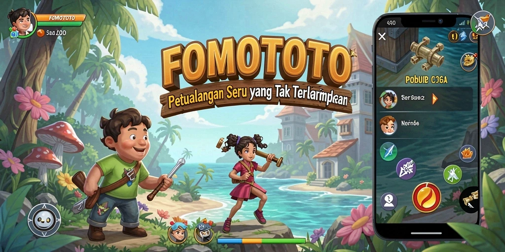 Screenshot gameplay FOMOTOTO menampilkan aksi seru dalam petualangan.