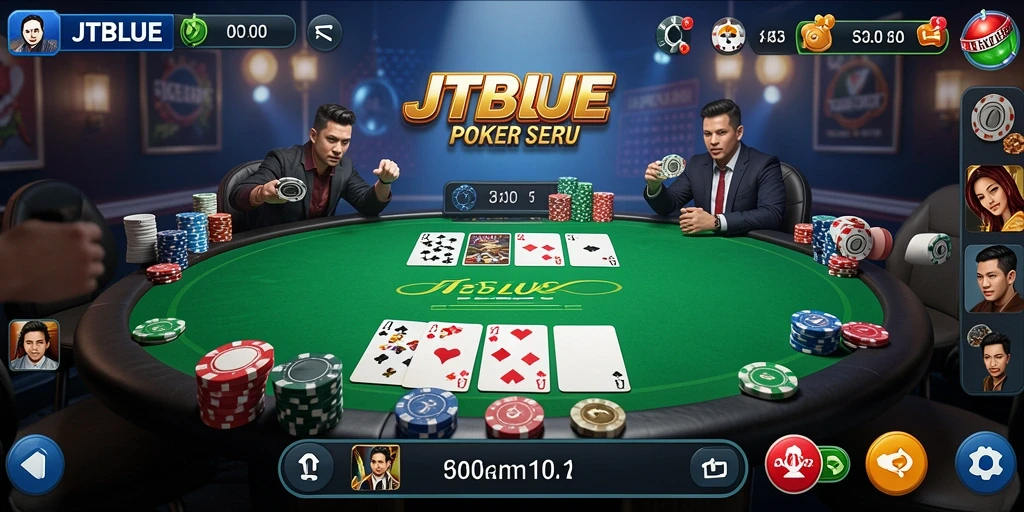 Tampilan gameplay JTBLUE yang mendebarkan saat bermain Poker.