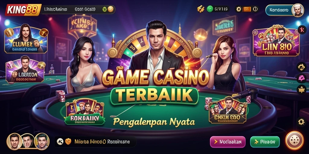 Screenshot KING88 menampilkan dealer live dan gameplay kasino yang realistis.