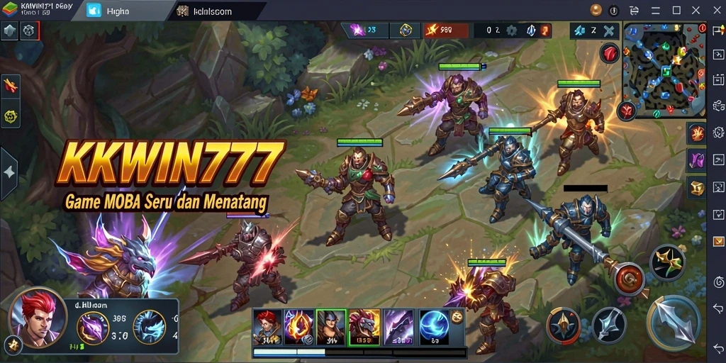 Tampilan gameplay MOBA yang intens dan seru di KKWIN777.