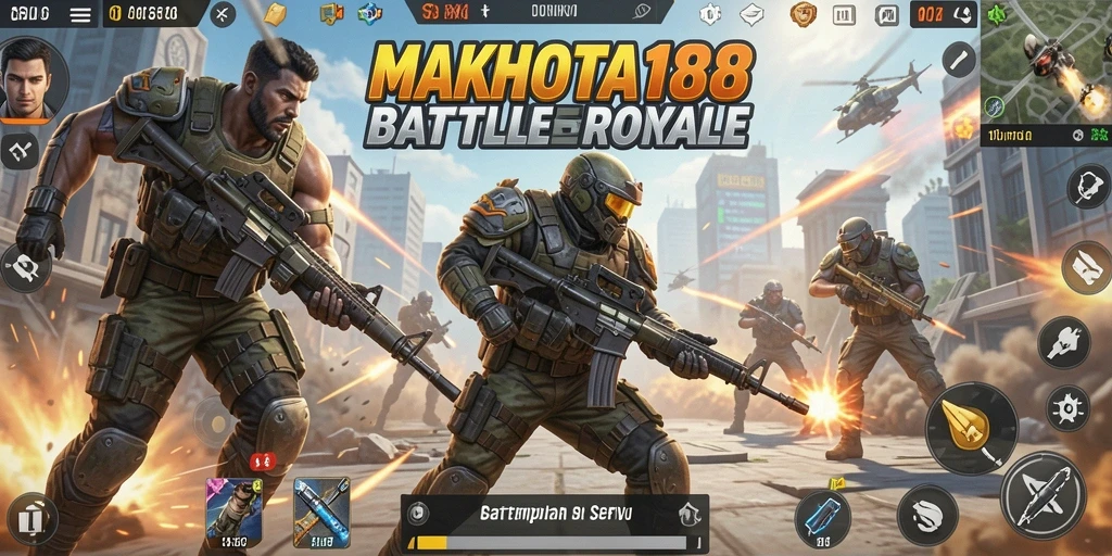 Tampilan gameplay seru dalam pertempuran Battle Royale di MAHKOTA188.