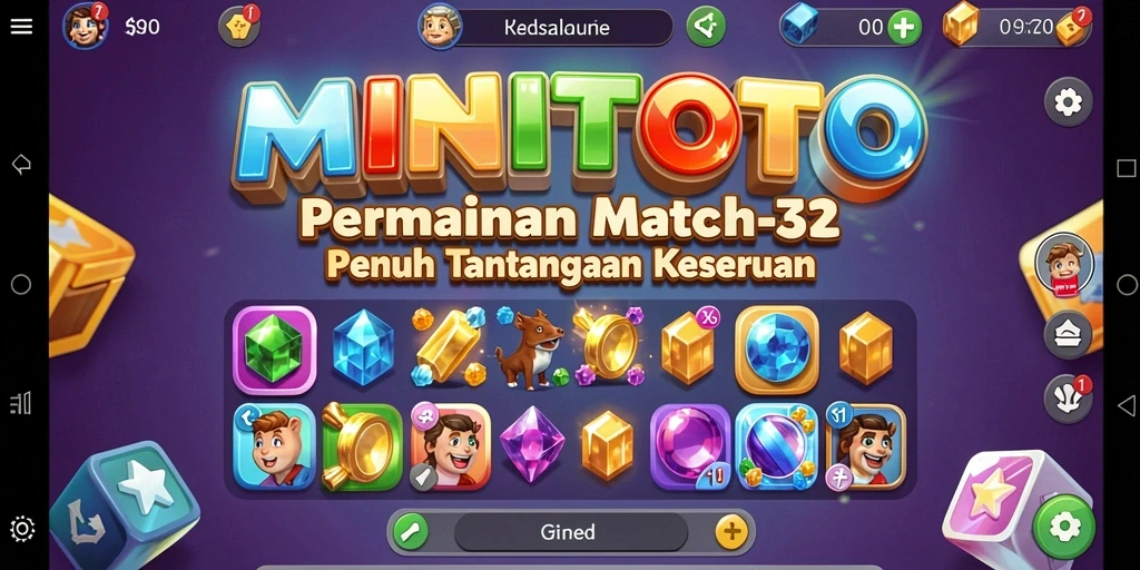 Screenshot gameplay MINITOTO menampilkan elemen-elemen Match-3 yang cerah dan menantang.