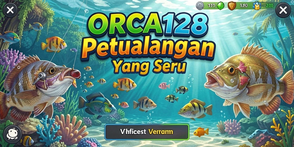 Screenshot gameplay ORCA128 dengan aksi memancing yang seru.
