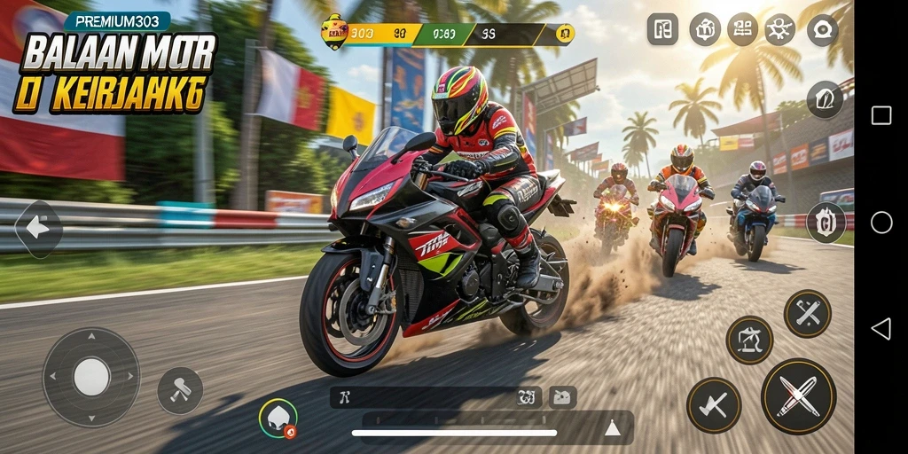 Gameplay seru balapan motor di PREMIUM303.