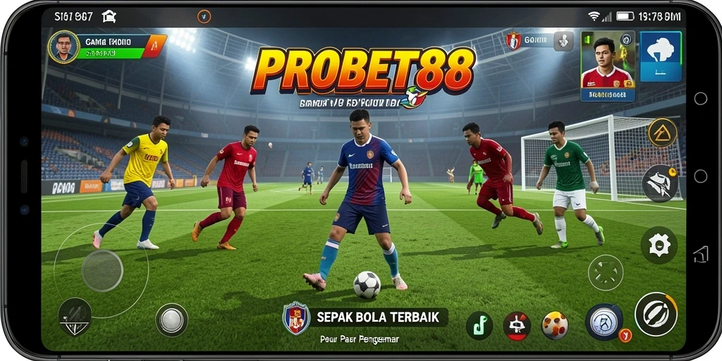 Screenshot gameplay PROBET88 dengan aksi seru di lapangan sepak bola.