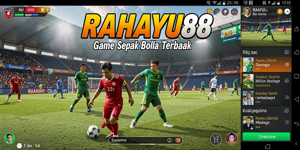 Tampilan gameplay RAHAYU88 yang mendebarkan dan penuh aksi di lapangan sepak bola.