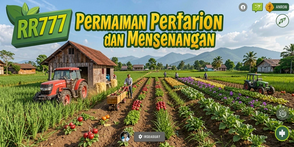 Tampilan gameplay RR777 yang memukau dengan suasana pertanian.