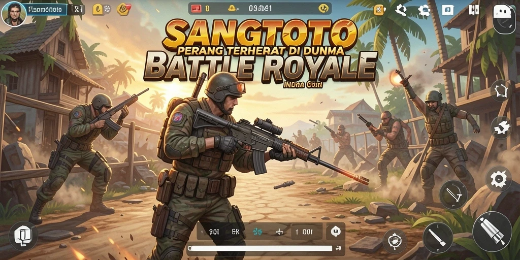 Screenshot gameplay SANGTOTO menampilkan aksi Battle Royale yang mendebarkan.