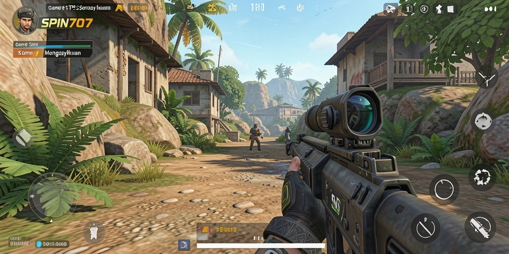 Tampilan gameplay SPIN707 yang menegangkan di tengah pertempuran TPS.