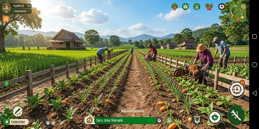 Screenshot TGER123 menampilkan gameplay seru dan aktivitas bertani yang menyenangkan.