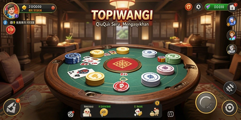 Screenshot gameplay seru dari TOPIWANGI dengan suasana QiuQiu yang mendebarkan.