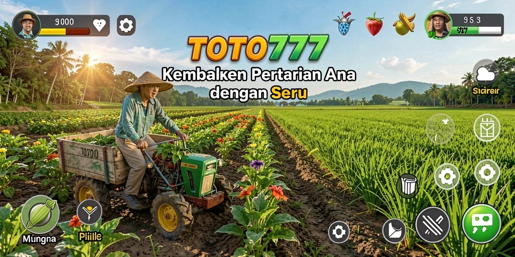 Tampilan gameplay TOTO777 dengan pemandangan ladang yang subur.